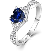 CARICY 925 Sterling Silver Infinity Heart Ring Birthstone promise Ring for Women Wedding Engagement Birthday Jewelry