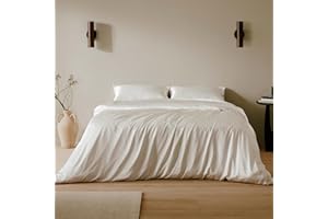 LILYSILK Raw Silk Duvet Cover Seamless 100 Mulberry 19 Momme, Silk Comforter Cover, Ivory, Full