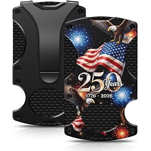 250th Anniversary American Flag Slim Wallet 1776-2026 Patriotic Money Clip | Scratch Resistant, Seamless, Holds Up To 12 Card