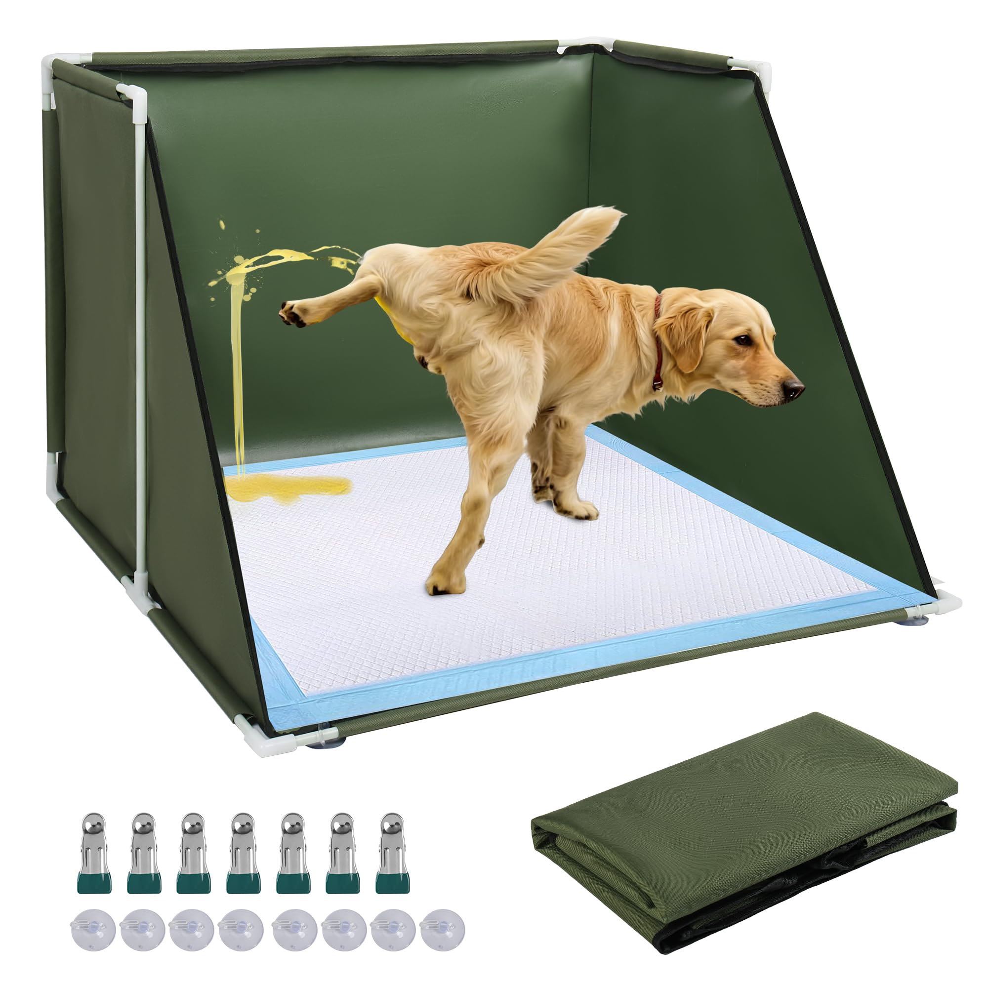 Photo 1 of CATHRABO 24x24x17.7 Dog Pee Pad Holder with High Walls,Waterproof Puppy Litter Box,Foldable Indoor Dog Potty,No Spill Pet Toilet for Small/Medium Puppy, Easy Clean,Army Green