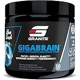 Granite Nutrition GigaBrain Nootropic Energy Powder – Cereboost, Alpha-GPC & ElevATP – Cognitive Focus Supplement for Sustained Energy & Performance – Blue Crush, 30 Servings