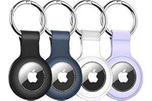 LDHTY 4 Pack Case for Apple AirTag holder, Air Tags keychain Tracker/Key Ring Cases/Protective Cover Silicone, GPS Finder Items Accessories for Luggage Dogs Cat Pet Collar Backpacks(Black/Blue/White/Purple)