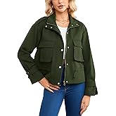 Ladyful Cropped Bomber Jacket Women Trendy Lightweight Long Sleeve Zip Up Short Oversized Utility Anorak Coat