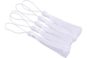 KONMAY 20pcs 3.5'' Small Silky Soft Craft Mini Bookmark Tassels with Loops for Jewelry Making, Gift Wrapping, Zipper Pull, Home Decor(White)