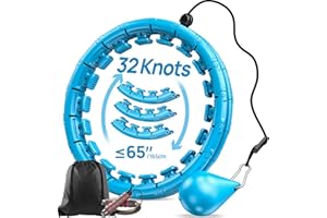 APzek Weighted Exercise Hoop Plus Size, 32 Detachable Knots for Adults & Beginners, 2 in 1 Abdomen Fitness Massage Non Fall S