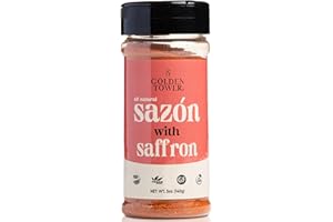 Golden Tower Sazon with Saffron - Sazón Seasoning, All Natural ingredients, Non-GMO, No-MSG, Gluten Free, Vegan, 5oz Pack