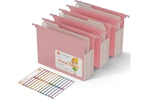 ECOSTASH Extra Capacity Hanging File Folders, 3.15" Reinforced Wheat Straw Expanding Hanging Folder Letter Size, Heavy Duty for Filing Cabinets, File Organizer for Office & Home-Strawberry Pink-3 Packs