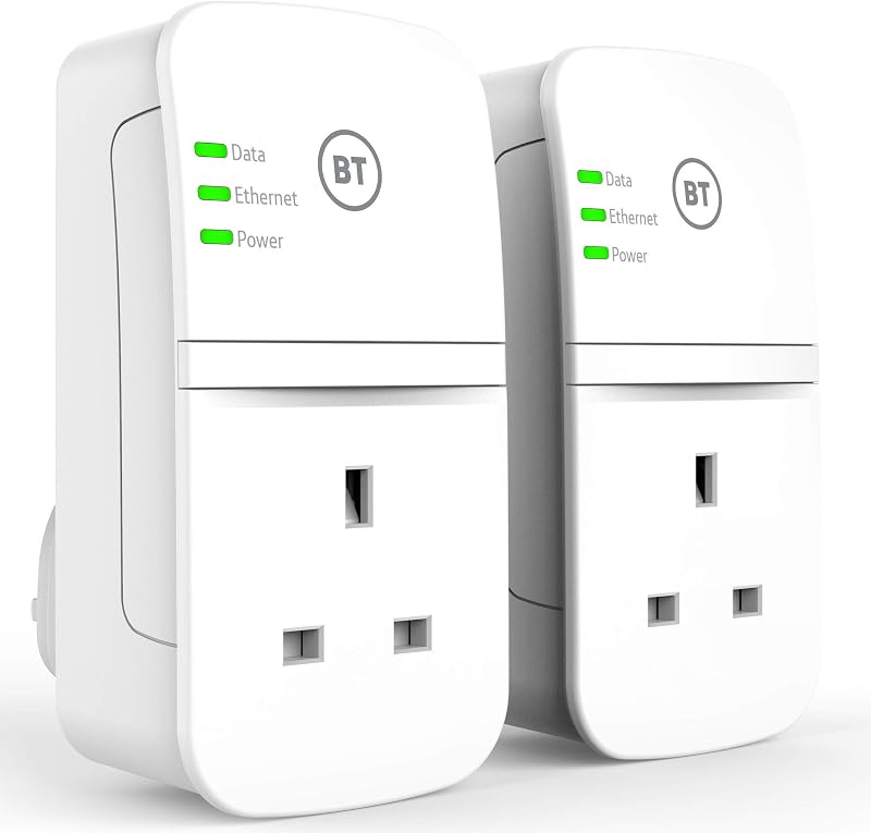BT Broadband Extender Powerline Adapter Flex 600 Kit AV600 Pass-Through Socket