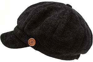 MIRMARU Women's Classic Visor Baker boy Cap Newsboy Cabbie Winter Cozy Hat with Comfort Elastic Back