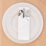 Encasa XO White Cloth Napkins Set of 6 17x17 in Cotton Dinner Napkins view 3