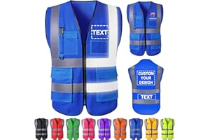 Custom Safety Vest with Logo High Visibility Reflective Pockets Zipper Personalized Class 2 Construction Workwear Men Women