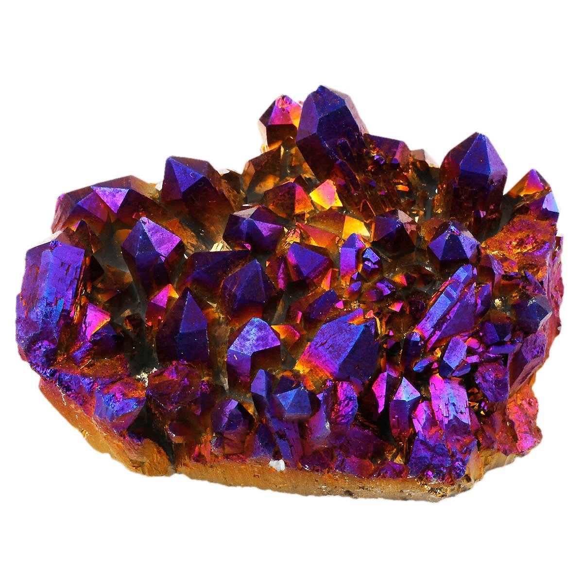 SUNYIK Purple Aura Titanium Quartz Crystal Cluster,Drusy Flame Geode Gemstone Specimen Figurine(0.4-0.5lb)