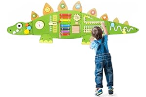 RENGUE Busy Board for Toddlers, Sensory Board Montessori Sensory Toys, Wooden Wall Mount Sensory Learning Educational Toy for Toddler Playroom & Children's Daycare