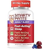 SmartyPants Adult Sleep Gummies with Melatonin: Magnesium & L-Theanine, Drug-Free, Non-Habit Forming Sleep Aid, Fast-Acting, Blueberry BlackBerry Flavor, 60 Count