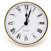 ASHMAV 2 3/4" Quartz Clock Insert Fit Up Movement 70 mm White Roman Dial