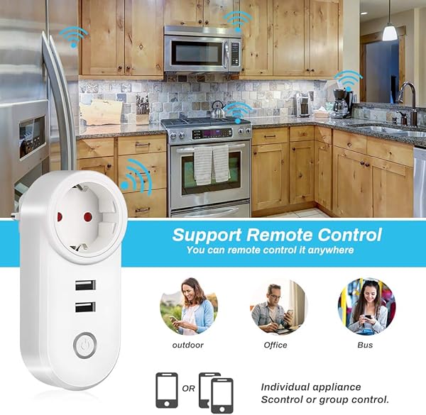 Enchufe Inteligente WiFi Welltop Smart Plug con 2 puertos USB Enchufe Wifi Funciona con Amzan Alexa y Google Home Control Remoto Temporizador No Requiere Concentrador Solo 24 Ghz