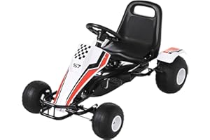 Aosom Kids Pedal Go Kart Children Racing Style Ride on Car with Adjustable Seat, Plastic Wheels, Handbrake and Shift Lever fo