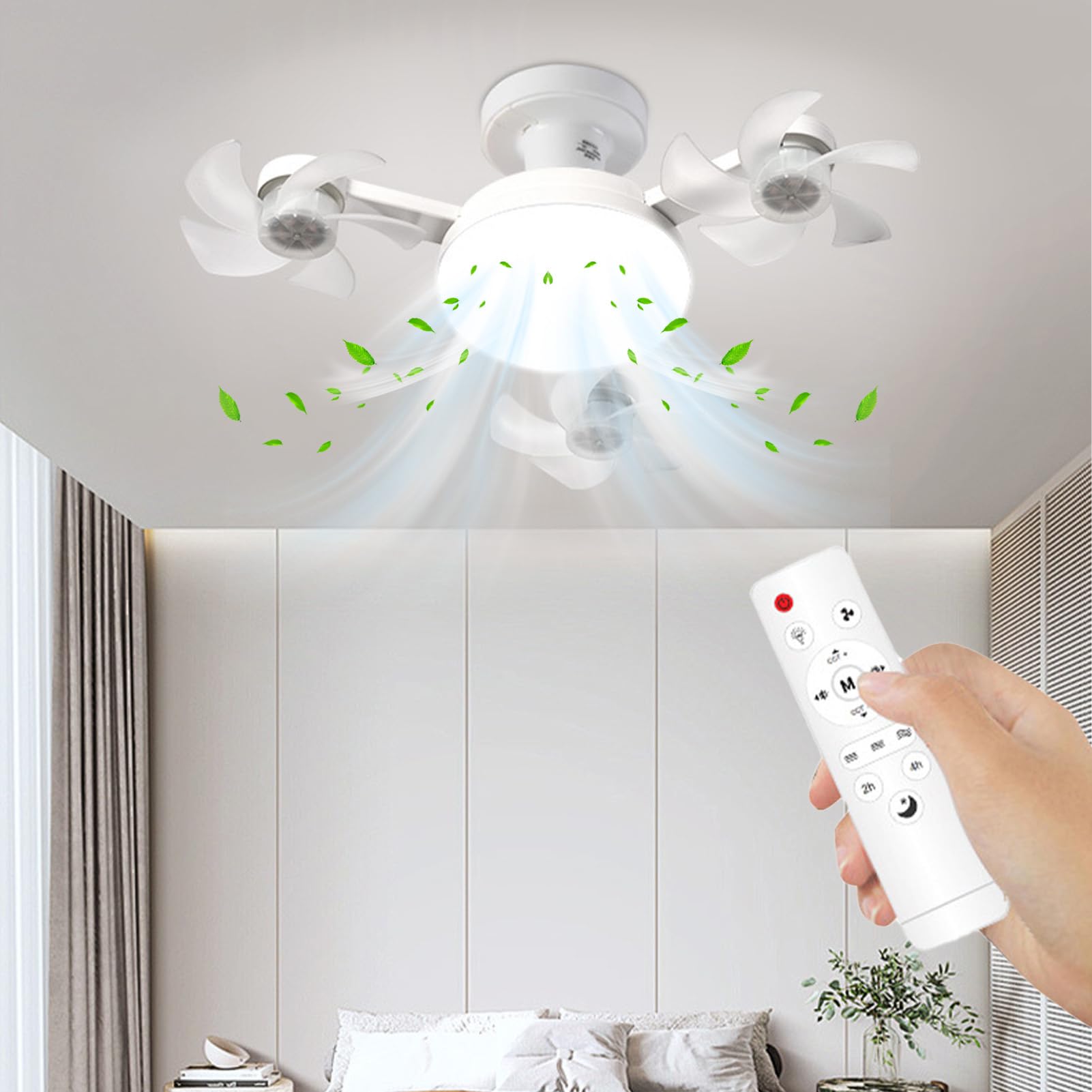 Wpsagek Deckenventilator Mit Licht Und Fernbedienung - Flachbau Deckenventilator Mit E27 Fassung,Dimmbare Beleuchtung Und Fernbedienung Kühlung Für Wohnzimmer