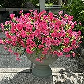 JARELING Artificial Flowers for Outdoor Outside Garden Home Decoration, 12 Bundles Faux Flowers Daisy Fake Plants Realistic UV Resistant for Outside Boxwood Porch Patio (Pink)