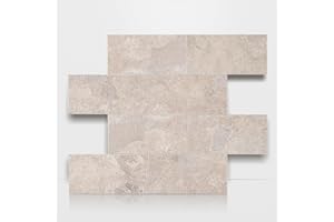 OYASIMI 10 Sheet Stone Beige Peel and Stick Backsplash, 12’’Luxury Ceramic Look Self Stick Subway Tiles, Waterproof Peel and Stick Wall Tiles for Kitchen and Bathrrom