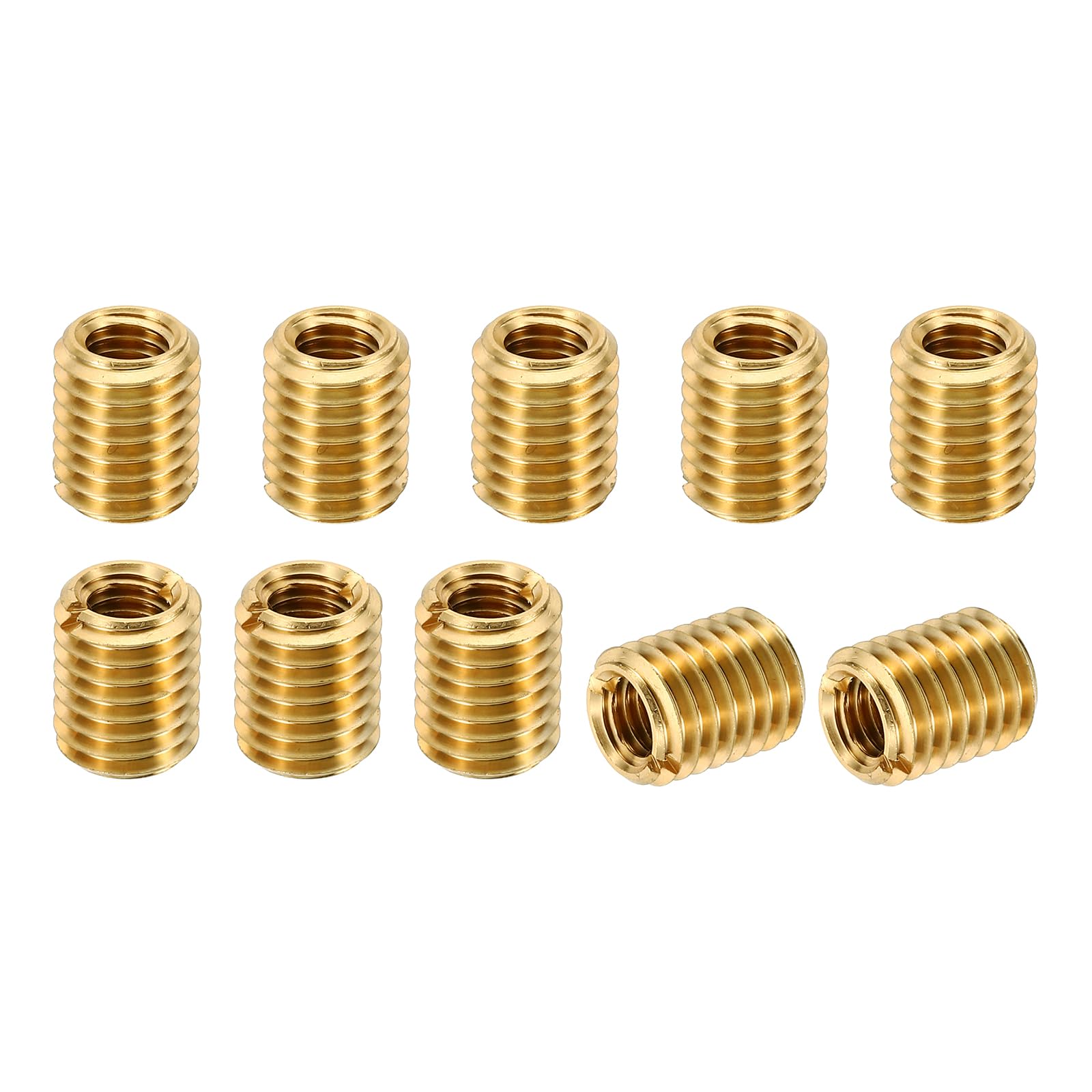 PATIKIL Brass Threaded Repair Insert Nut, 10 Pcs M12x1.75 Male to M8x1.25 Female Thread Sleeve Inserts Reducing Nut Adapter Reducer Screw Sleeves 15mm
