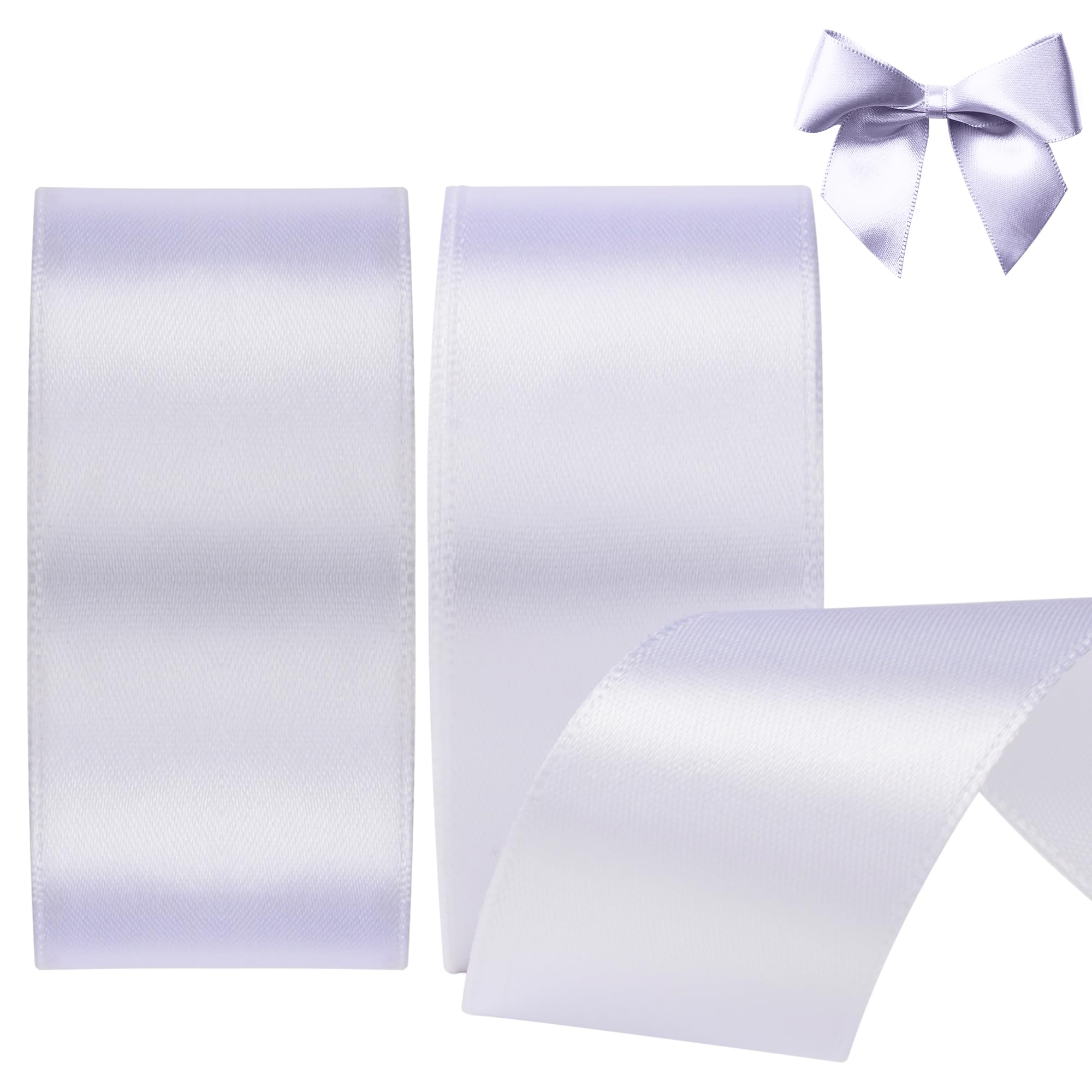 KEYIDO White Ribbon, 40mm x 44 Metres(50 Yards) Wide Ribbon, Thick White Satin Ribbons for Gift Wrapping, Hair Bow, Florist, Crafts, Sewing, Car, Wedding, Christmas Decoration (22M/Roll)