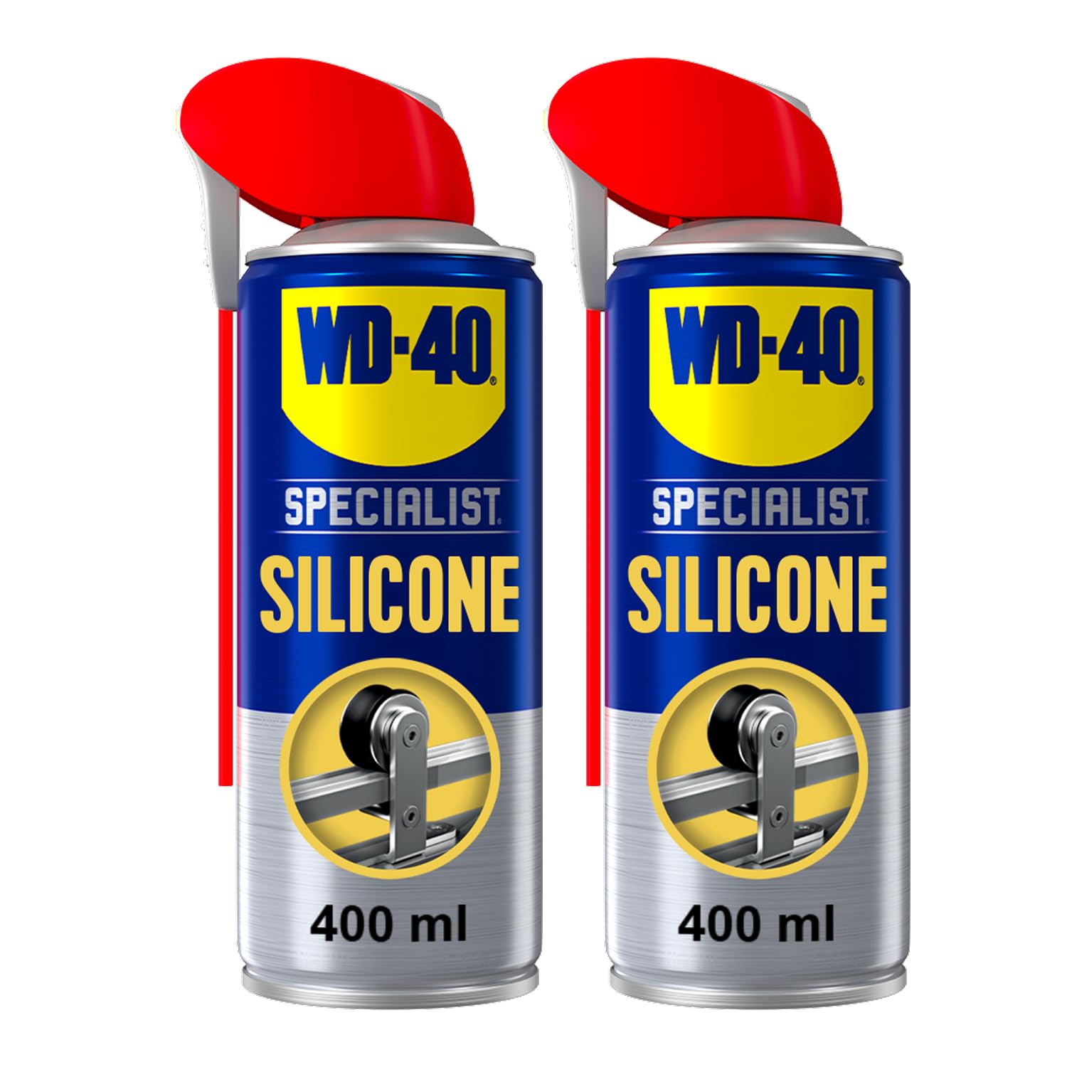 WD-40 Specialist Silicone Spray Lubricant, 400ml Twin Pack, All-Weather Rust Protection Silicone Lubricant, Repels Moisture, Dust, and Grime for Rubber Seals, Doors, Windows