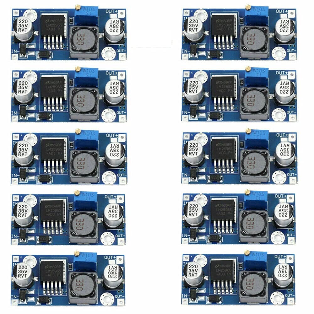 DollaTek 10Pcs DC to DC High Efficiency Voltage Regulator 3.0-40V to 1.5-35V Buck Converter DIY Power Supply Step Down Module
