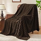 BEDELITE Brown Throw Blanket for Couch and Bed- Super Soft and Warm 3D Checkered Fluffy Fuzzy Fleece Blanket, Luxurious Plush Cozy Blanket for Room Decor Spring, 50x60 inches