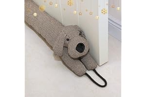 Marwood Under Door Draft Stopper Decorative Wind Stopper 36 inch for Door & Window, Weighted Animal Air Draft Stopper for Bottom of Door with Hanging Loops - Brown Dog