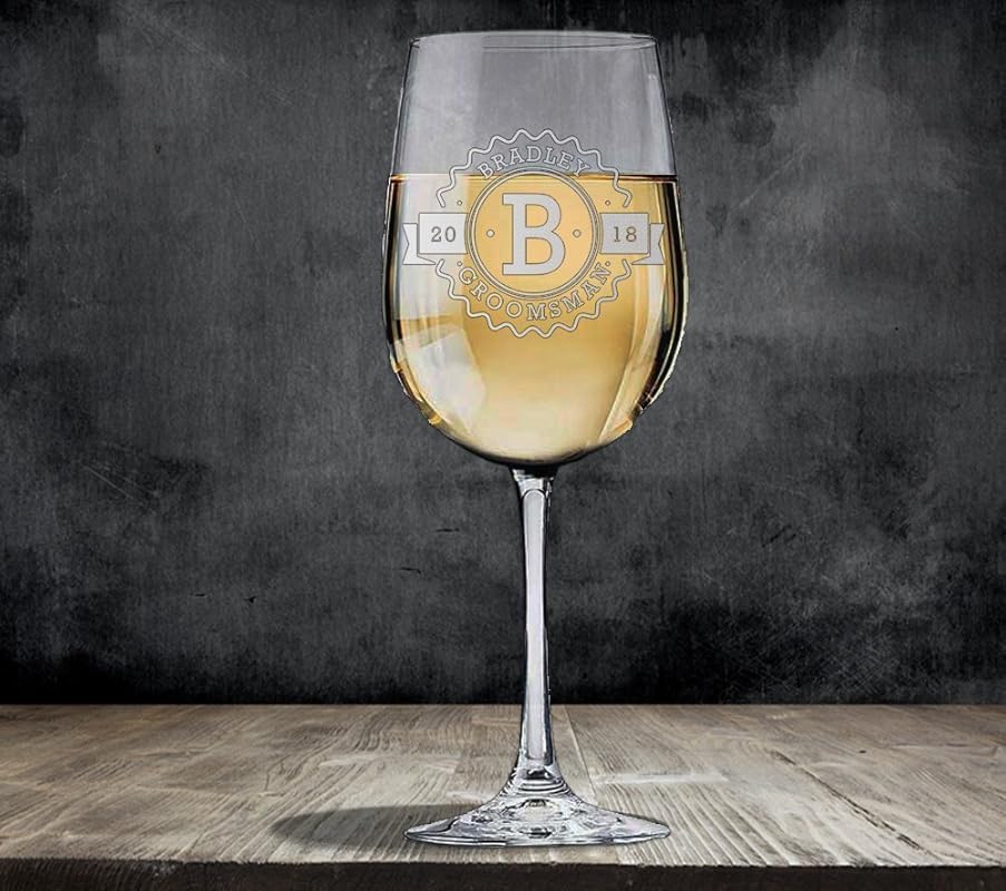 Etched White Wine Glass Wedding Party Gifts Handmade