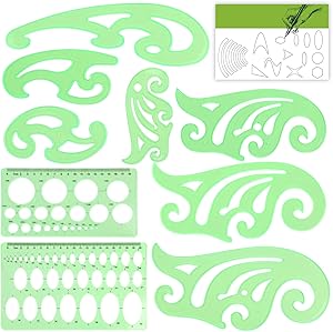 Templates Measuring Geometry Ruler Shape Stencils Drawing Set Plastic Geometric Drawing Painting Stencils Scale Drafting Tools for School and Office, Building Formwork, Drawings Drafting