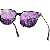 SIPHEW Polarized Mirrored Sunglasses for Women - Oversized Cat Eye Frame w UV Protection Womens Sun Glasses