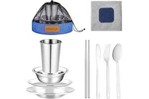 EWOVUV Camping Mess Kit - for Camping 1 to 2 Person boy Scout Camp Dishes Camping Cooking Utensils Accessories Plates Dinnerware Set Outdoor