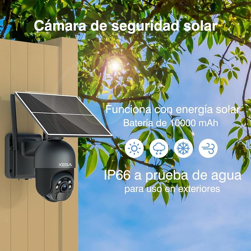 Câmera de segurança externa sem fio xega 3g / 4g lte 2k movida a energia solar, 355 ° / 95 °, sensor de movimento pir, visão noturna, conversação bidirecional, cartão sim incluído
