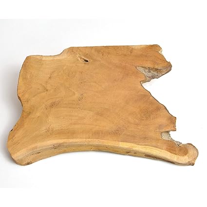 INtrenDU Teakholz Servierplatte Schneidebrett Echt-Holz Baumscheibe Ø31 bis 34cm Untersetzer Tischdeko Holzbrett Holzplatte V