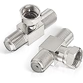 Superbat F Type Splitter 3 Way Connector F Male to Dual F Female Coaxial Connector Adapter for TV Tuner Antenna 2pcs