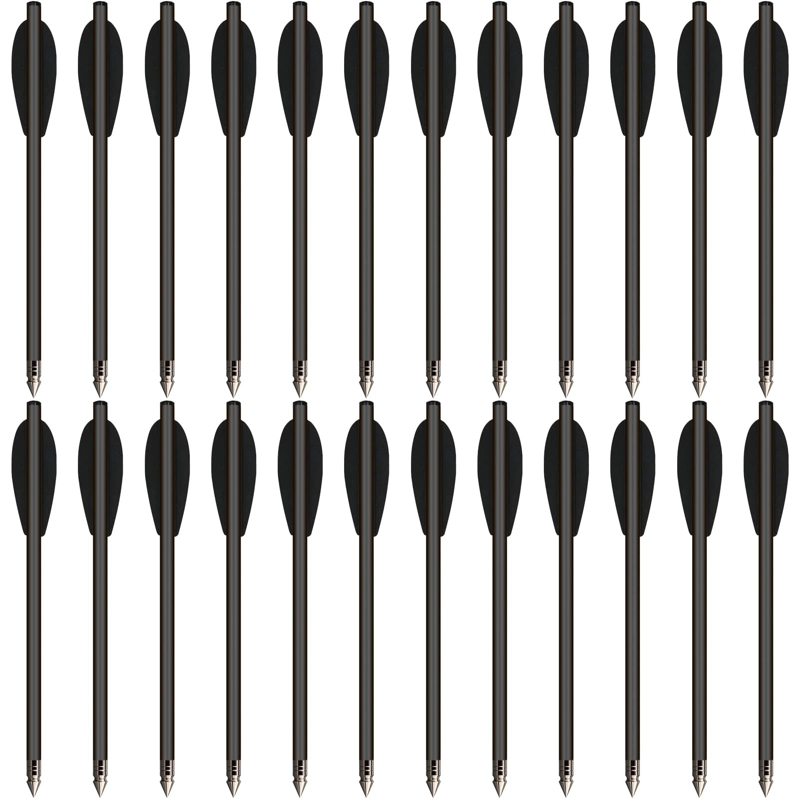 12/24pcs 6.3'' Aluminium Crossbow Bolts,Mini Crossbow Arrows with Sharp Steel Tip for 50-80lbs Pistol Crossbow Precision Target Shooting Practice, Small Hunting Game, Outdoor Fishing (24pcs black)