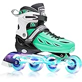 METROLLER Inline Skates for Girls and Boys, Women, Men 4 Sizes Adjustable Inline Skates with Light Up Wheels, Illuminating Be