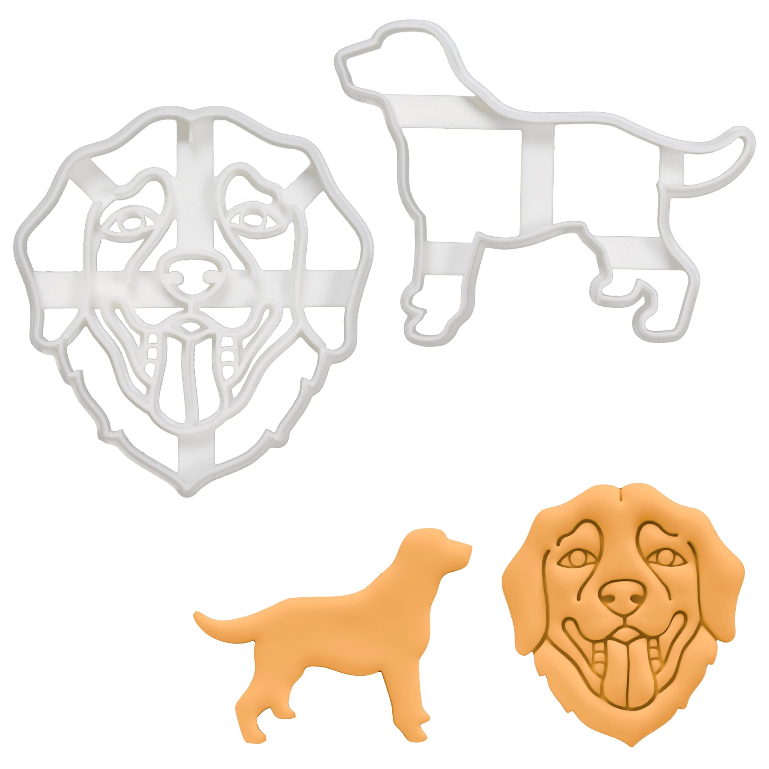 BAKERLOGY Set of 2 Labrador Retriever Cookie Cutters (Body & Face) - Detailed Biscuit Cutter Design for Baking and Crafts, Ideal on Fondant, Dough, Clay