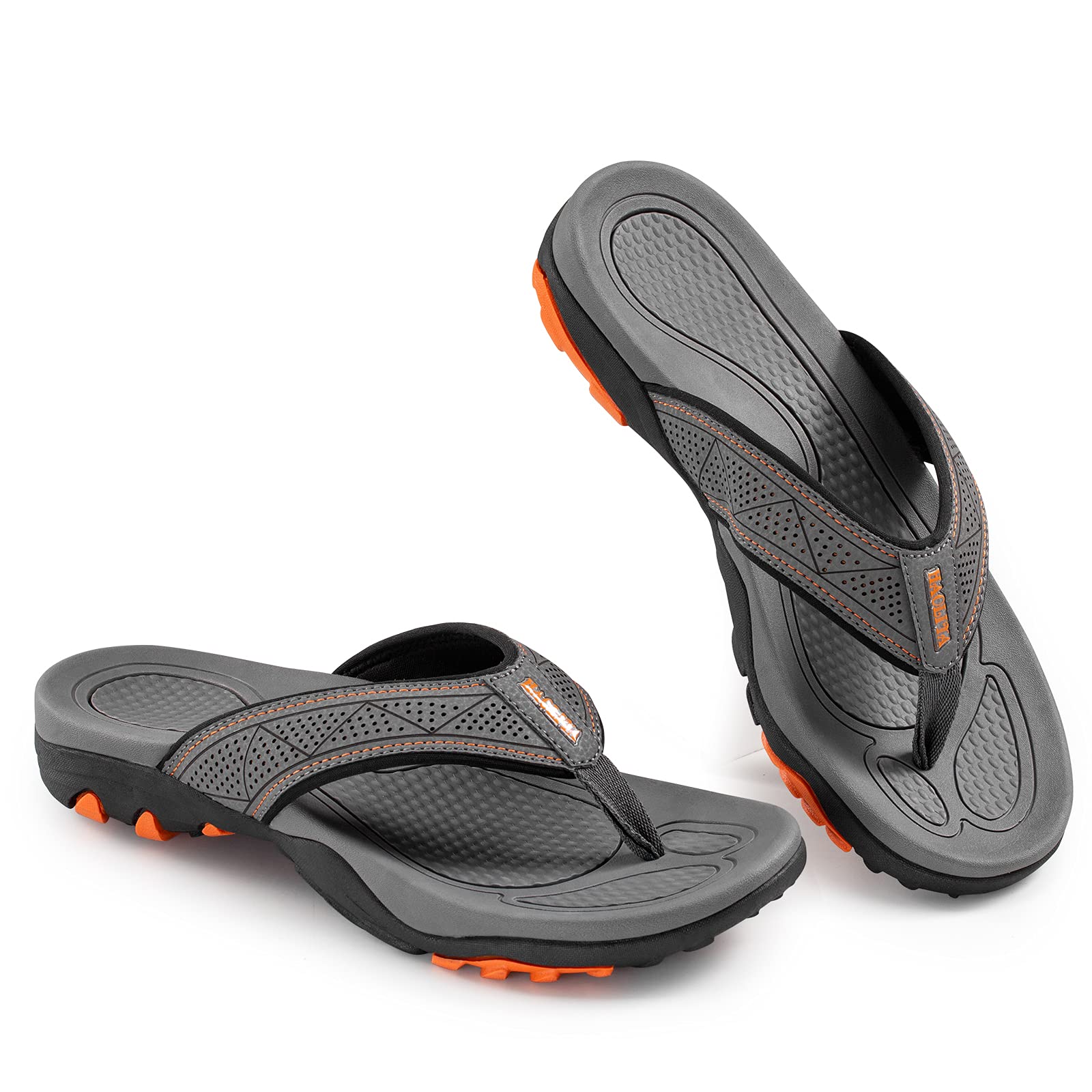 HAOLIRA Herren Flip Flops Zehentrenner Comfy Rutschsicher Sommer Beach Sandalen Outdoor Surfen Badelatschen (N1 Grau 43 EU) 4