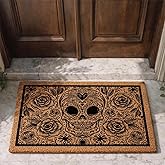 Funny Entryway Outdoor with Heavy Duty Front Porch Patio Welcome Natural Coir Door Mat Novelty House Warming Gift Mat 23.7 x 15.7 inch (Gothic Floral Skull)