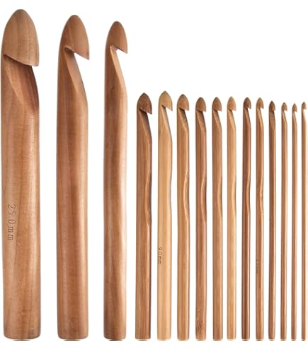 Set 16 Piezas Agujas De Bambú Tejer Ganchillo Por Curtzy - Kit De