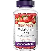 Webber Naturals Melatonin 2.5 mg Gummy, 100 Gummies, Strawberry Flavour, For Sleep Support, Vegan
