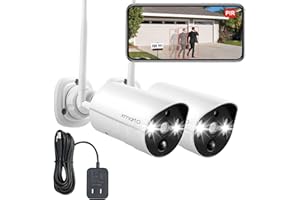 XMARTO Thermal-Detect Wireless Home Security Camera 2-Pack,2K HD WiFi Cameras,Flood Light Color Night Vision,2-Way Audio, 1-Tap Siren (24/7 Surveillance,Save to SD,NVR or Cloud, ww. Alexa, WP2K34-Q2)