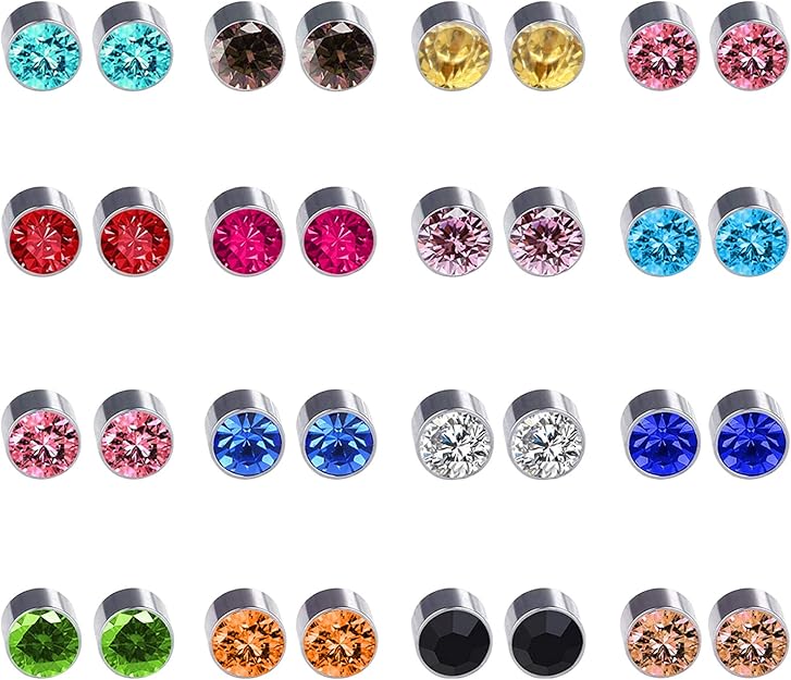 NEWITIN 15 Pairs Stud Earrings Stainless Steel Earrings