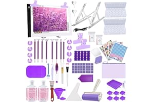 DNSGOOR 186Pcs All Inclusive Diamond Art Accessories Kit Diamond Painting A4 LED Light Pad Set with Diamond Art Sealer Glue S