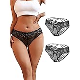 sunshinelady Women's Lace Panties Criss Cross Back Briefs with Cute Bow Sexy Underwear Cut Out String Hipster Boyshorts S-2XL