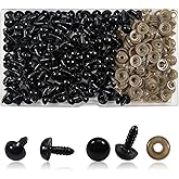 TOAOB 150pcs 12mm Black Plastic Safety Eyes Crafts Safety Eyes with Washers for Stuffed Animals Amigurumis Crochet Bears Doll