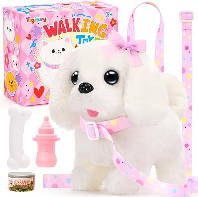 Tagitary Interactive Plush Puppy Toy Walk Bark Tail Wag Leash Gift